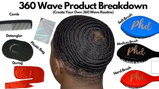 360 Wave Product Guide  How To Use Brushes Comb Plastic Bag Durag and Detangler [upl. by Nnanaej396]