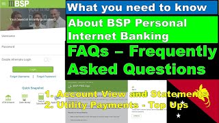 FAQs on BSP Personal Internet Banking [upl. by Immaj]