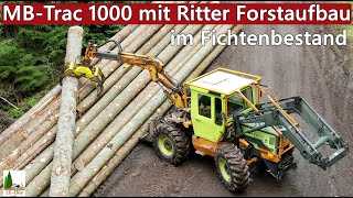 MBTrac 1000 mit Ritter Forstaufbau im Fichtenbestand MaschinenSound [upl. by Vizza267]