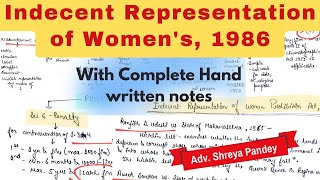 INDECENT REPRESENTATION OF WOMEN PROHIBITION ACT 1986 ONE SHOT  LawEd by Shreya Pandey [upl. by Zeculon]