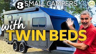 3 Small Travel Trailers With Twin Beds and Bathrooms  2024 Models [upl. by Ellerrehc569]