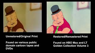 The Wabbit Who Came to Supper 1942  restored and unrestored print comparison [upl. by Adnilam626]