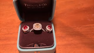 Tiffany and Co RUBY AND DIAMOND SOLESTE Earrings and RUBY T WIRE RING [upl. by Pennie171]