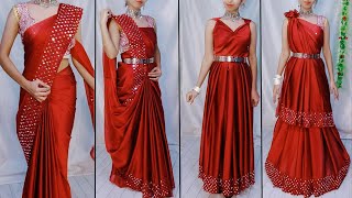 5 ELEGANT DRAPING OF PLAIN SAREEGOWN STYLE SAREE DRAPINGSTEP BY STEPHINDIGLAMBEAUTYYS [upl. by Annil]