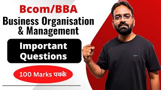 Business Organisation and Management  Important Questions 2023  BComBBA Sem 1st Year [upl. by Jorey]