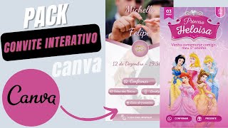 PACK CONVITES INTERATIVOS  ARTES EDITÁVEIS DIRETO NO CANVA [upl. by Notterb]