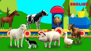 🐏 Farm Animals Train  Learn Farm Animals amp Animal Sounds  Educational Videos [upl. by Yt]