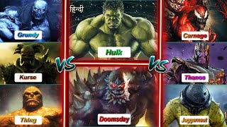 Solomon Grundy vs Kurse vs Doomsday vs Hulk vs Carnage vs Thanos vs Juggernaut vs The Thing [upl. by Darom108]