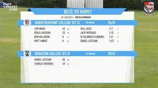 ECB  Friendly  Brighton College 1st XI v Hurstpierpoint College 1st XI [upl. by Reel]