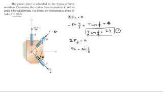 Determine the tension force in member C and its angle u for equilibrium [upl. by Antonio]