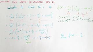 Calculer une LIMITE en utilisant des DÉVELOPPEMENTS LIMITÉS  Exemple  Explications  Maths Bac1 [upl. by Aciraj]