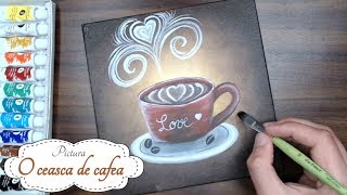 ☕Pictura pentru Incepatori  Tutorial Arta Ceasca de Cafea  Lectie pictura [upl. by Etnoled]