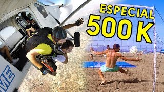 RETO 500K SALTO PARACAÍDAS  PENALTIS FÚTBOL PLAYA [upl. by Hsizan]