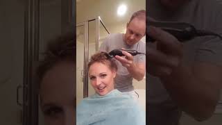 MY HUSBAND SHAVE MY HAIR  MY WIFE HEADSHAVE  WOMEN BALD [upl. by Roath]