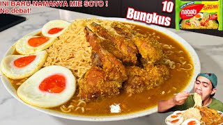 MUKBANG 10 BUNGKUS MIE NABATI RASA SOTO PAKE 5 AYAM DAN 4 TELUR [upl. by Elyr]