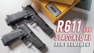 Army Armament R611 Staccato XL GBB Pistol Unboxing Review CHN 更新还有补充，贤者该冲就冲 [upl. by Aydne]