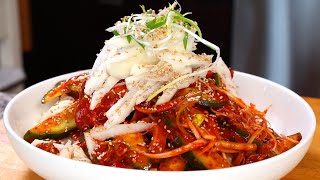 Korean spicy whelks with noodles Golbaengimuchim 골뱅이무침 [upl. by Hsuk467]