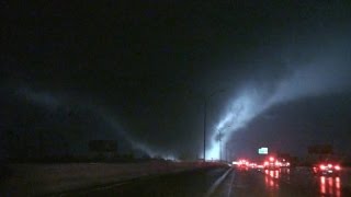 Massive tornado roars across highway [upl. by Yoreel26]