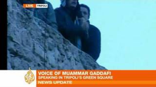 Gaddafi addresses Tripoli crowd [upl. by Irehc]