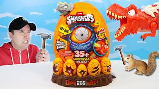 SMASHERS Dino EGG Hunt Fire Breathing Tyrannosaurus rex Review [upl. by Roxana373]