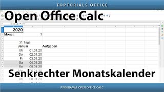 Dynamischer senkrechter Monatskalender in OpenOffice Calc  Download [upl. by Tnaryb]