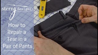 J Stern Designs l How to Repair a Tear in a Pair of Pants [upl. by Drofyar]