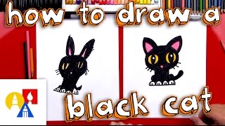 How To Draw A Cartoon Black Cat [upl. by Ailongam]