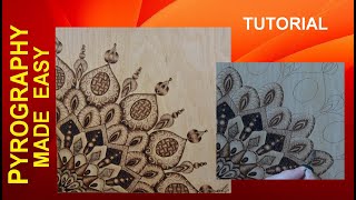 Wood burning for beginners  Mandala II pyrography tutorial [upl. by Herzog536]