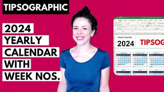 2024 Yearly Calendar with Week Numbers for Excel and Google Sheets Free Download [upl. by Chon443]