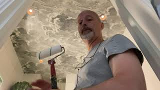 How to wallpaper a ceiling  part 2  varnishing the Cieling [upl. by Hcone797]