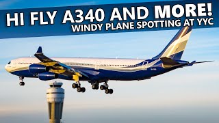 RARE Hi Fly A340300 and MORE Windy Plane Spotting at YYC 4K [upl. by Necila]