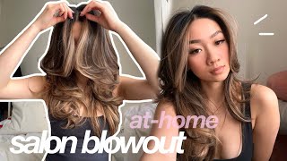 AT HOME SALON BLOWOUT TUTORIAL  haircare routine products I use everyday  Colleen Ho [upl. by Llerrut]