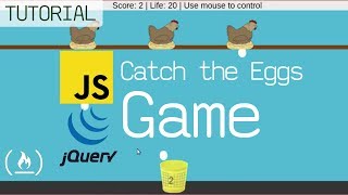 JavaScript  jQuery GameDev Tutorial Catch the Eggs [upl. by Ellenid]