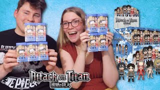 Attack on Titan  Kawaii Titan MYSTERY FIGURES UNBOXING With My Husband [upl. by Gorga]