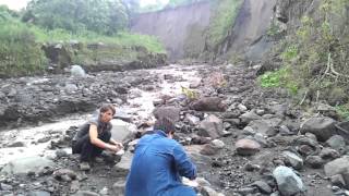 Hyperconcentrated flow along La Lumbre ravine Volcán de Colima Mexico [upl. by Kcub]