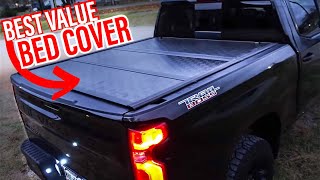 Silverado  Sierra Tonneau Bed Cover  Rough Country Low Profile TriFold 2019  2021 [upl. by Nerek304]