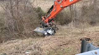 Compact Excavator Flail Mower in action [upl. by Fendig]