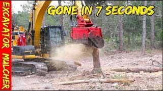 Excavator forestry mulcher on Caterpillar 320 with a fecon head running a supertrack 350 powerpack [upl. by Irolav940]