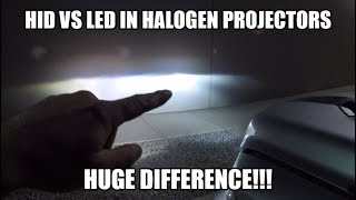 LED vs HID in Factory Halogen Projector Headlights [upl. by Terbecki]