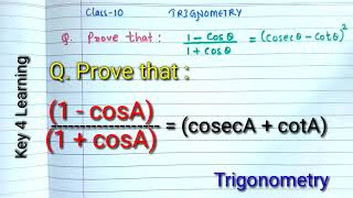 Class 10 Ex 83 Prove that 1cosA  1cosA  cosecA cotA2  Trigonometry [upl. by Ueik949]