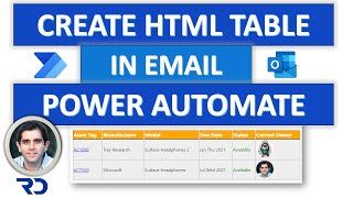 Power Automate flow HTML Table Formatting in Email  Flows amp SharePoint [upl. by Enyalaj]