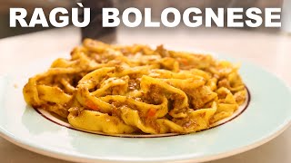 Traditional ragù alla bolognese with fresh egg tagliatelle [upl. by Essilec]