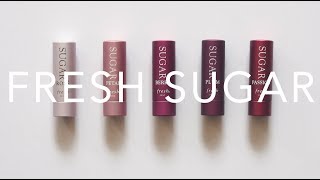 Fresh Sugar Tinted Lip Treatment  Swatches and Review [upl. by Eugeniusz514]