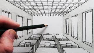 How to Draw a Room in 1Point Perspective A Classroom [upl. by Niassuh]