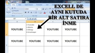 Excell de Aynı Kutu İçerisinde Bir Alt Satıra İnme  Excell Aynı Hücrede Bir Alta İnme [upl. by Akcirred37]