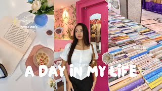 a day in my life 🎀📚 cute cafe book fair buying books amp haul [upl. by Atir]