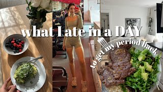 WHAT I ATE IN A DAY TO GET MY PERIOD BACK amp REGULATE HORMONES [upl. by Aicilyt]