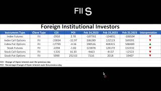 FII DII Data Analysis 24th Feb 2023 NiftyBN Channel [upl. by Agler]