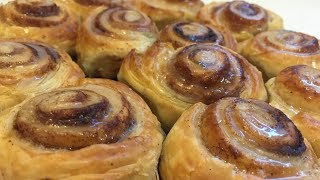 Puff Pastry Cinnamon Rolls  تحضير السينابون ب٥ دقائق روعة [upl. by Sudnor253]