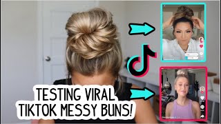 TESTING VIRAL TIK TOK MESSY BUNS [upl. by Hgeilyak179]